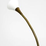 1980s brass halogen table lamp by Florian Schulz model Esa with gooseneck