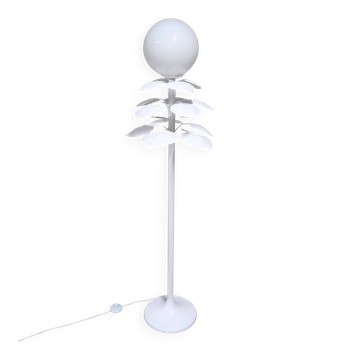 Floor lamp with foliage and opaline globe, 1970s
