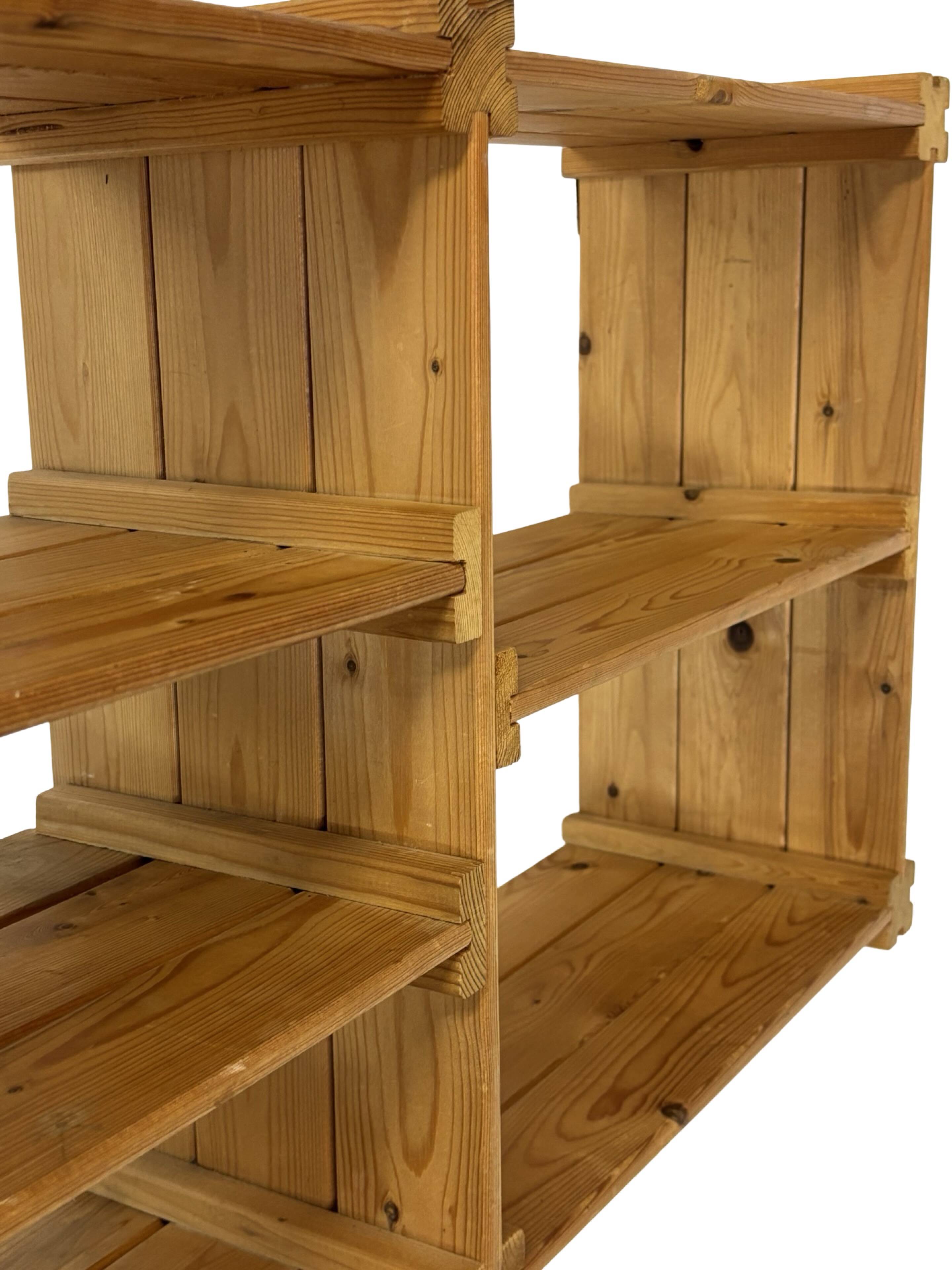 Vintage Wall shelf rack Pine wood 70s minimalist design