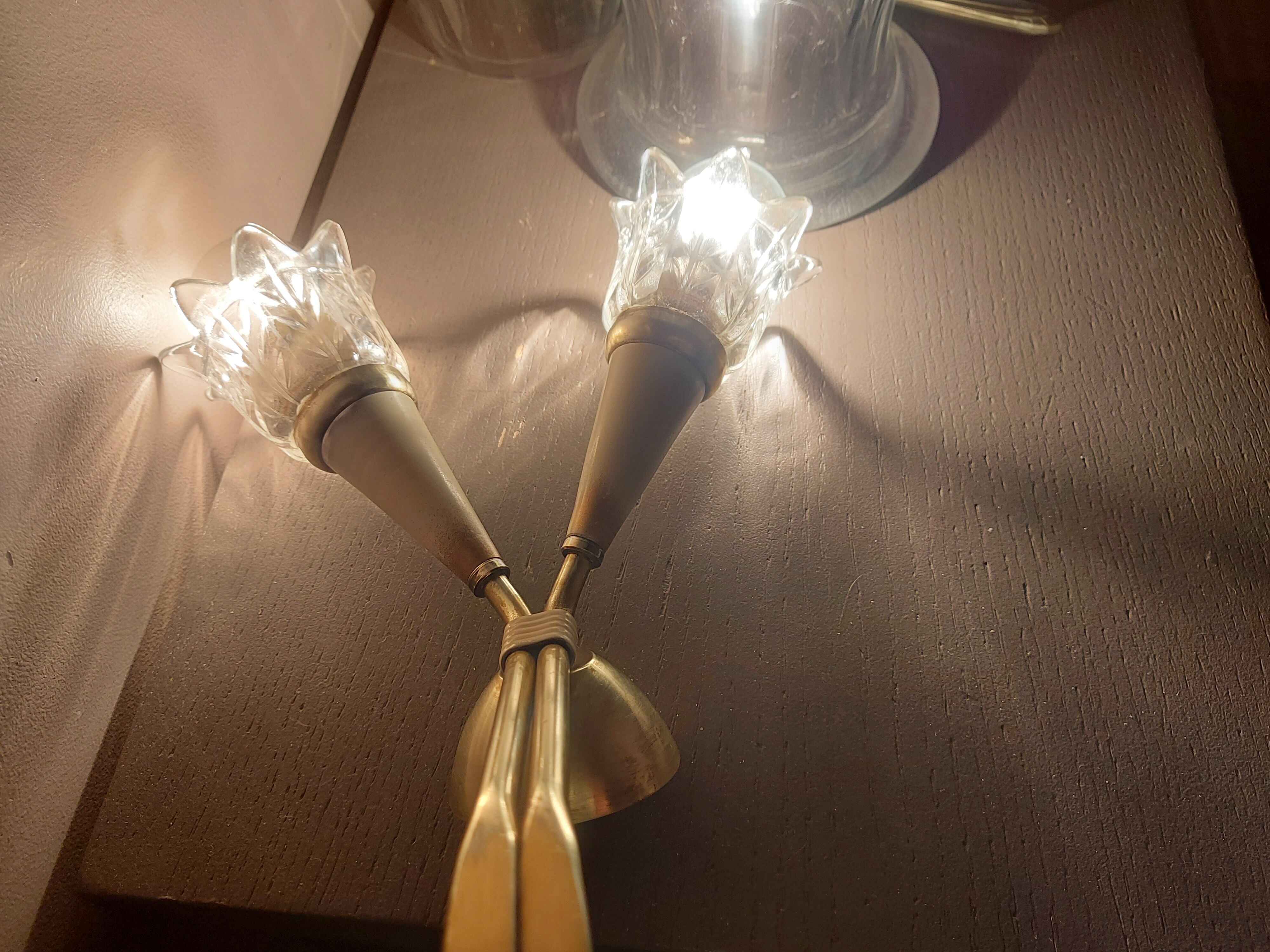 Pair of Lunel brass wall lamps