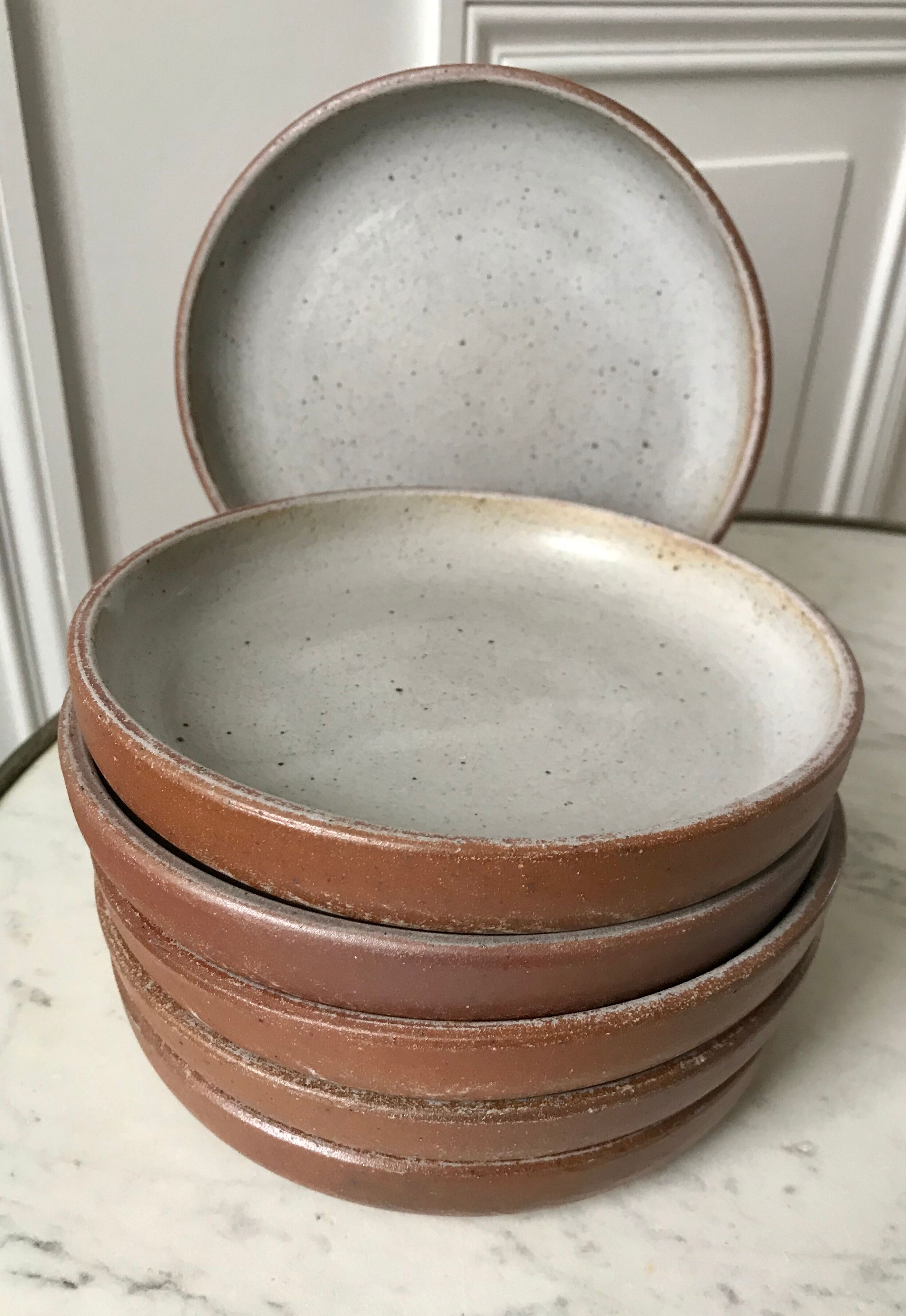 Set of 6 dessert plates in glazed stoneware 60s-70s