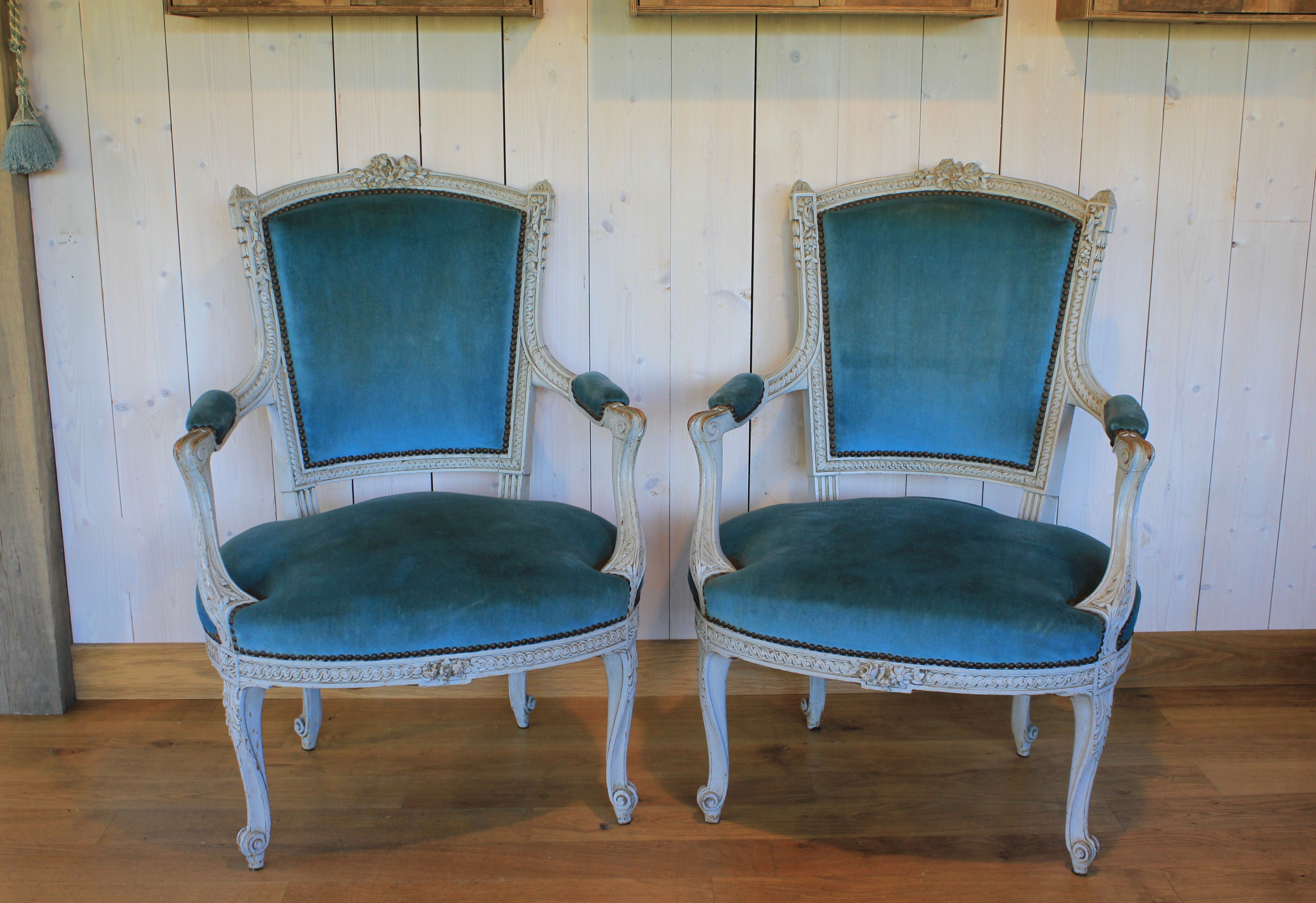 Patinated Louis XV style armchairs (pair or individual)