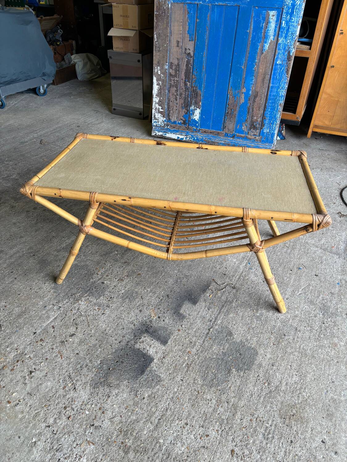 Vintage rattan table