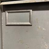 Industrial metal workshop desk storage unit with 10 flaps, 1950s.