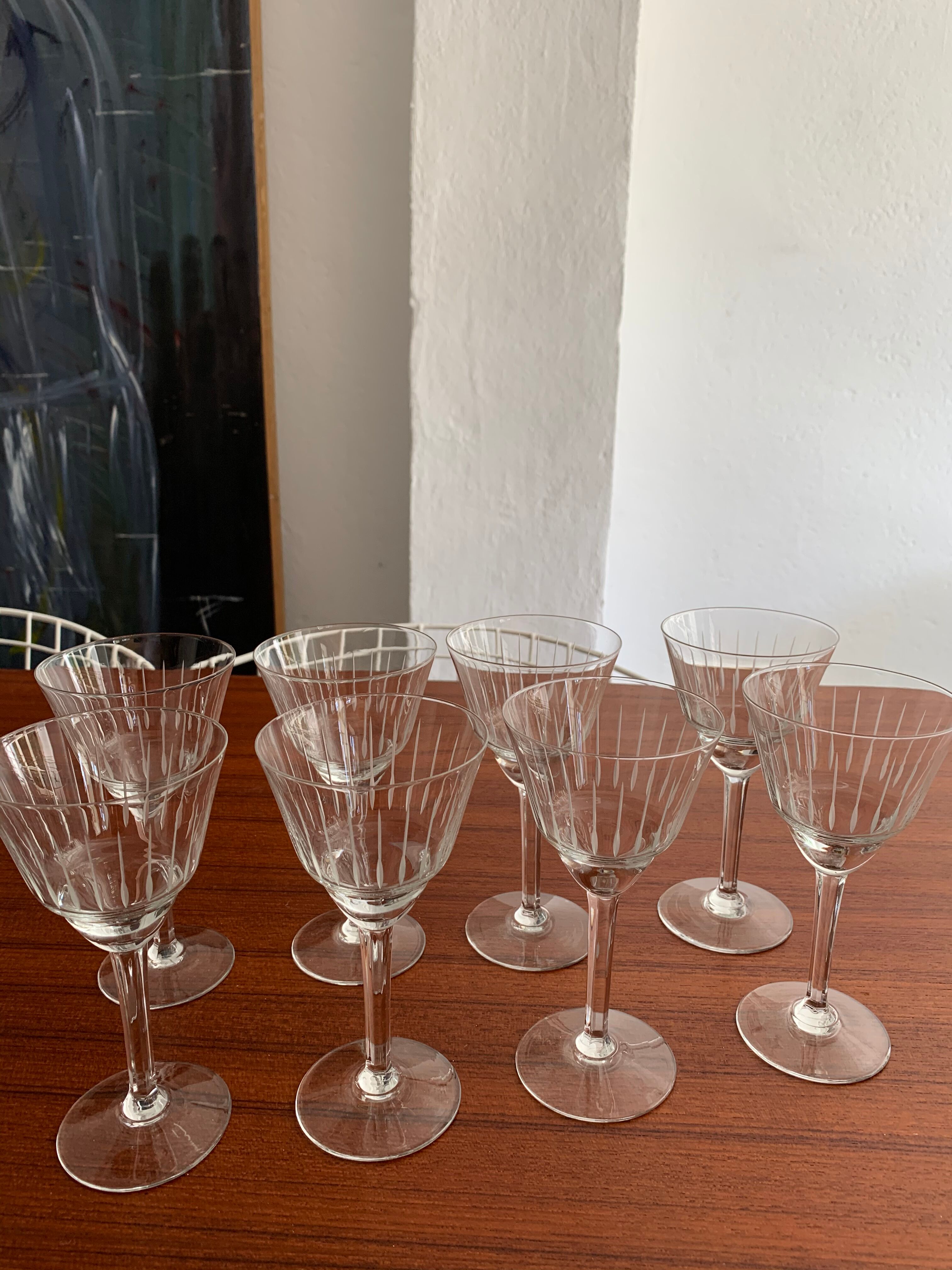 Service 8 glasses of crystal wine art deco