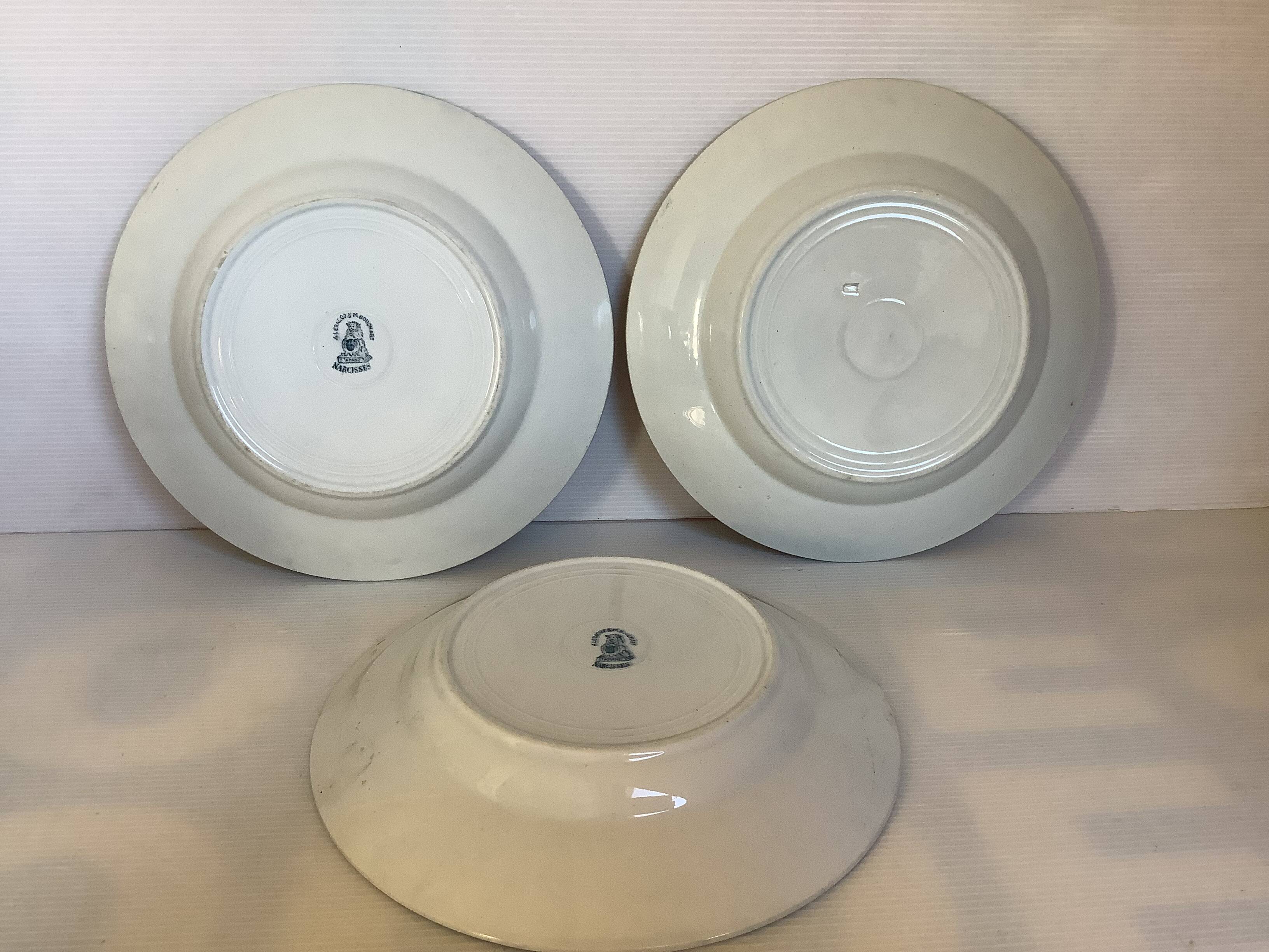 Trio of old Saint Amand narcissus model plates