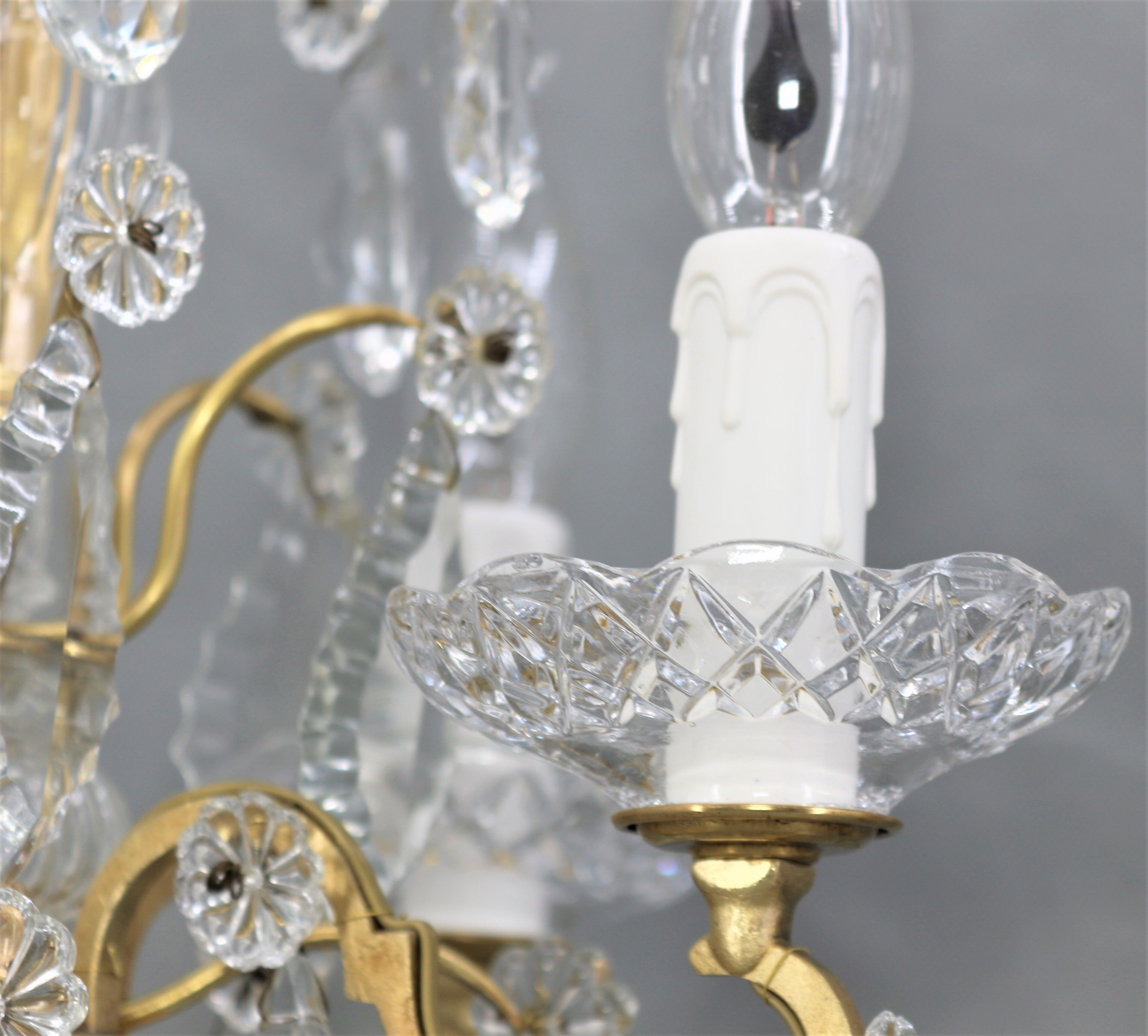 Pair girandoles chandelier bronze & crystal louis XV style