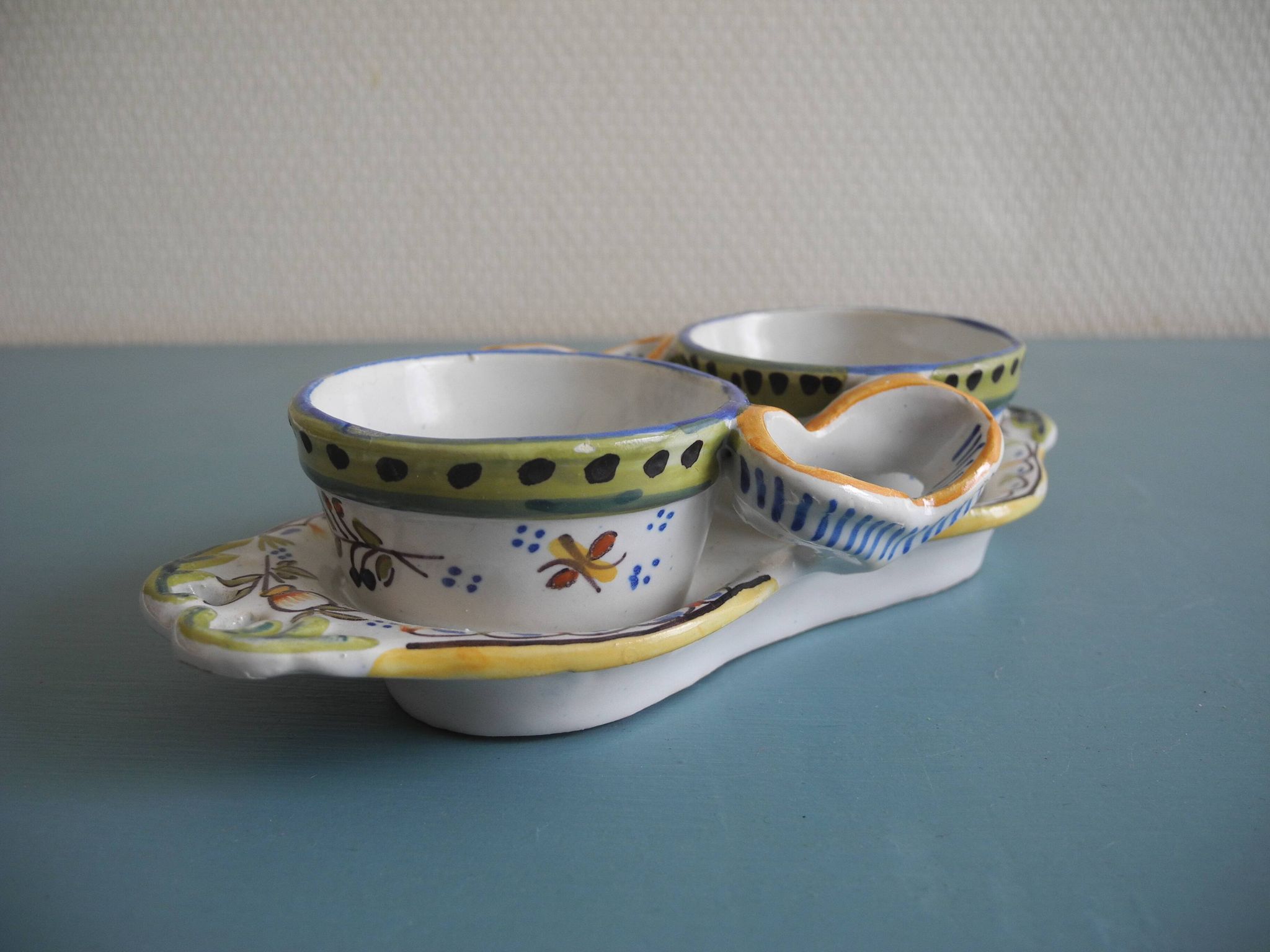 Salt cellar salt pepper cellar earthenware Desvres Géo Martel salt pepper cellar
