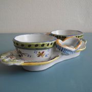 Salt cellar salt pepper cellar earthenware Desvres Géo Martel salt pepper cellar