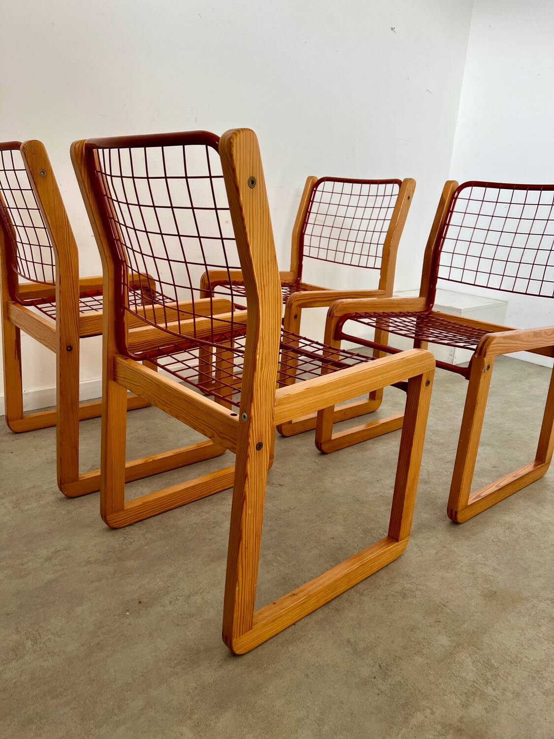 Lot 4 chaises  design Knut et Marianne Hagberg pour Ikea 1982 vintage métal et bois