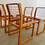Lot of 4 Knut and Marianne Hagberg designer chairs for Ikea 1982 vintage metal and wood