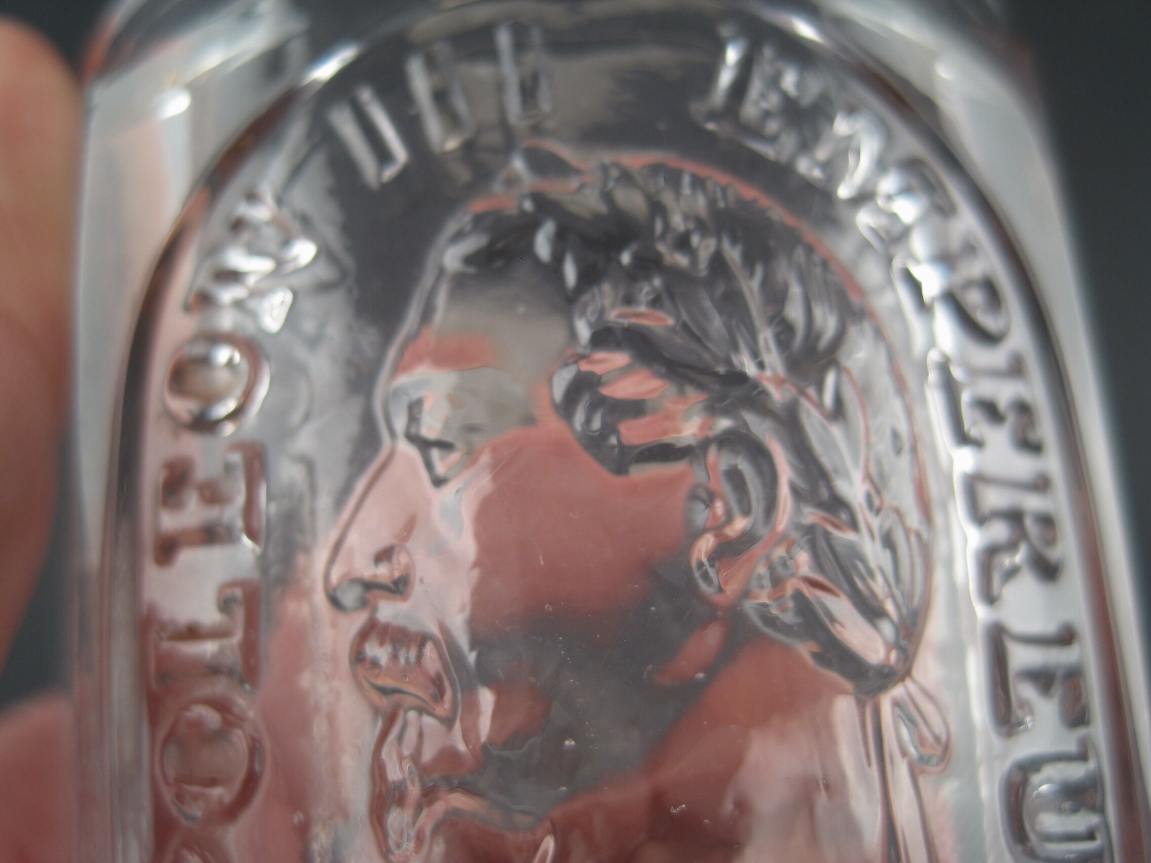 Faceted cup glass circa 1850, Napoleon III emperor, the empire is peace