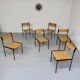 6 anciennes chaises en métal et bois design italien des années 80 vintage