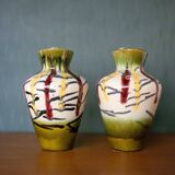 Pair of vintage ceramic vase U-Keramik 1505/20 West Germany, vase with handle, collection, pottery