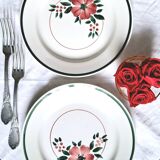 Old mismatched earthenware dinner plates