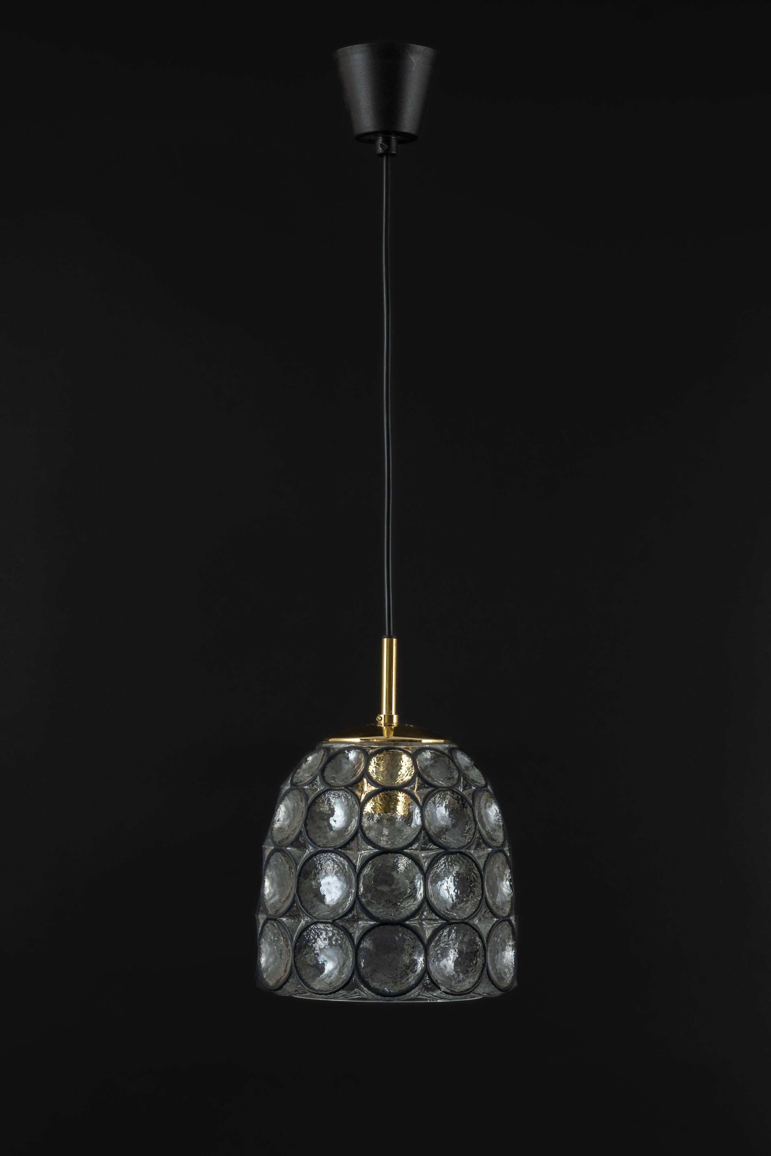 Iron and clear glass pendant by limburg, germany, 1960s.