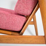 Original scandinavian armchair Stefan, restored, 1960s icon, pink
