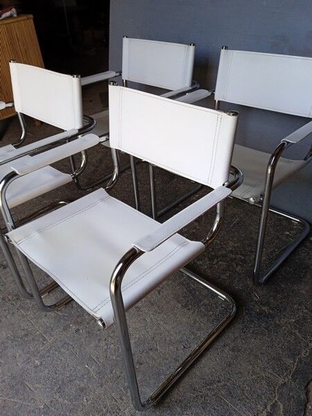 4 armchairs leather bauhaus design