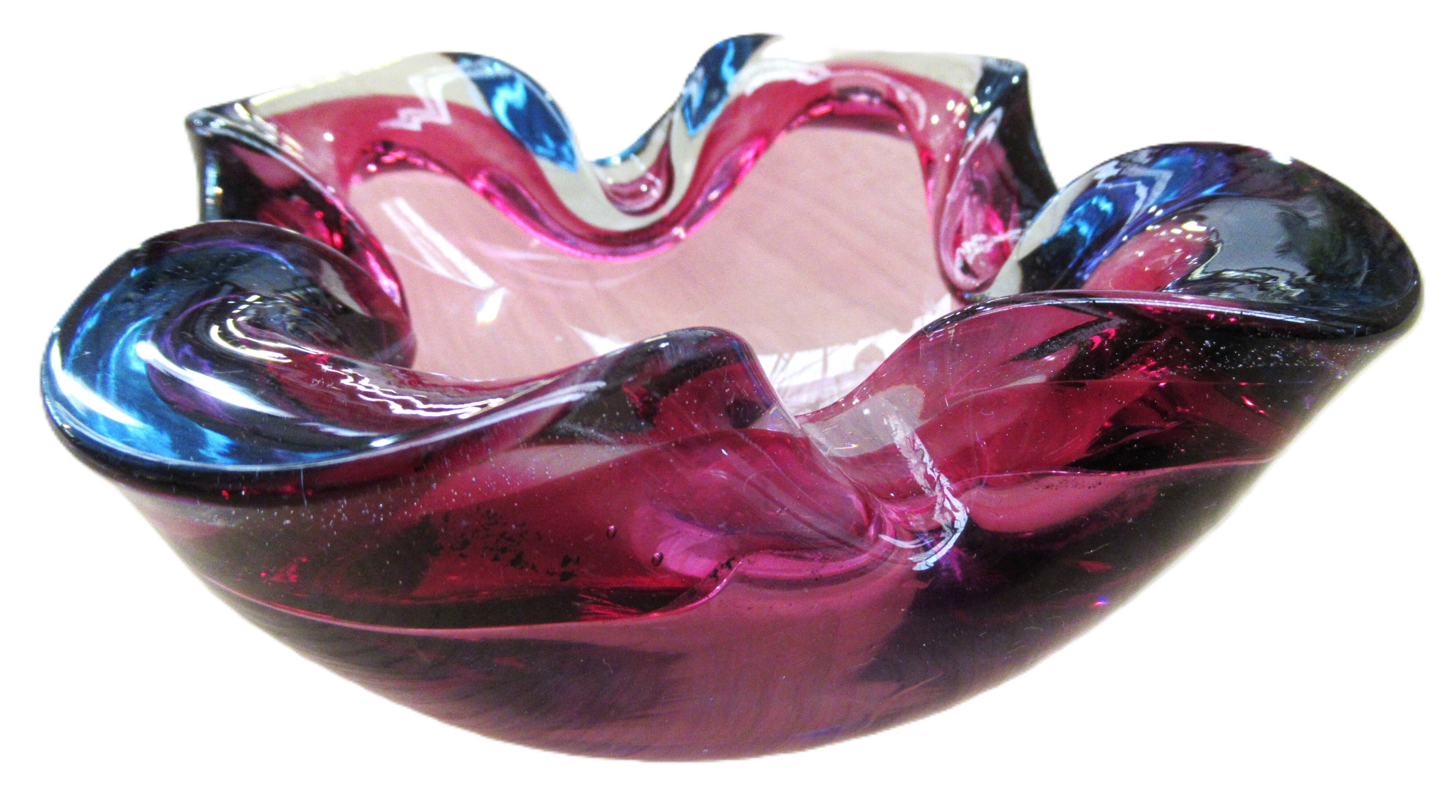 Ashtray or bowl in Murano glass Sommerso Italy, 1960s