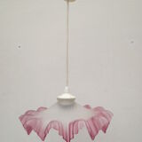 Old suspension lamp with parma pink frosted glass lampshade
