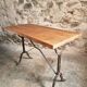 Vintage French Bistro Table | 1960s/70s Oak Top & Cast Iron Base | Retro Coffee & Wine Table