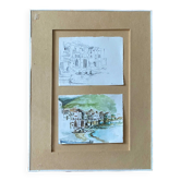 Lot of a watercolor accompanied by its sketched study