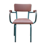 School teacher's chair in imitation leather and tubular metal