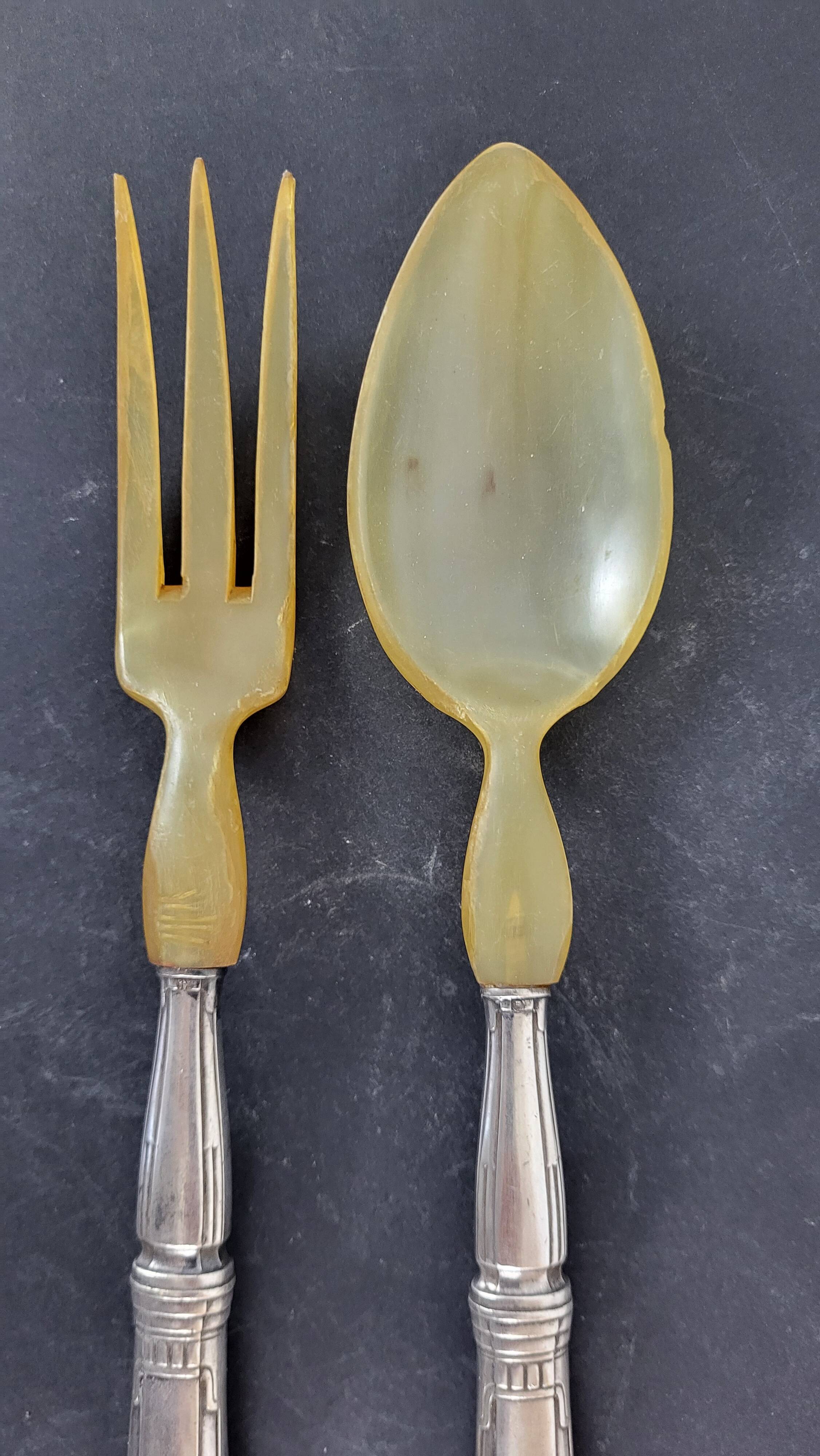 Art Deco silver plated salad servers