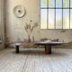 Table basse années 50 plateau bois exotique XXL