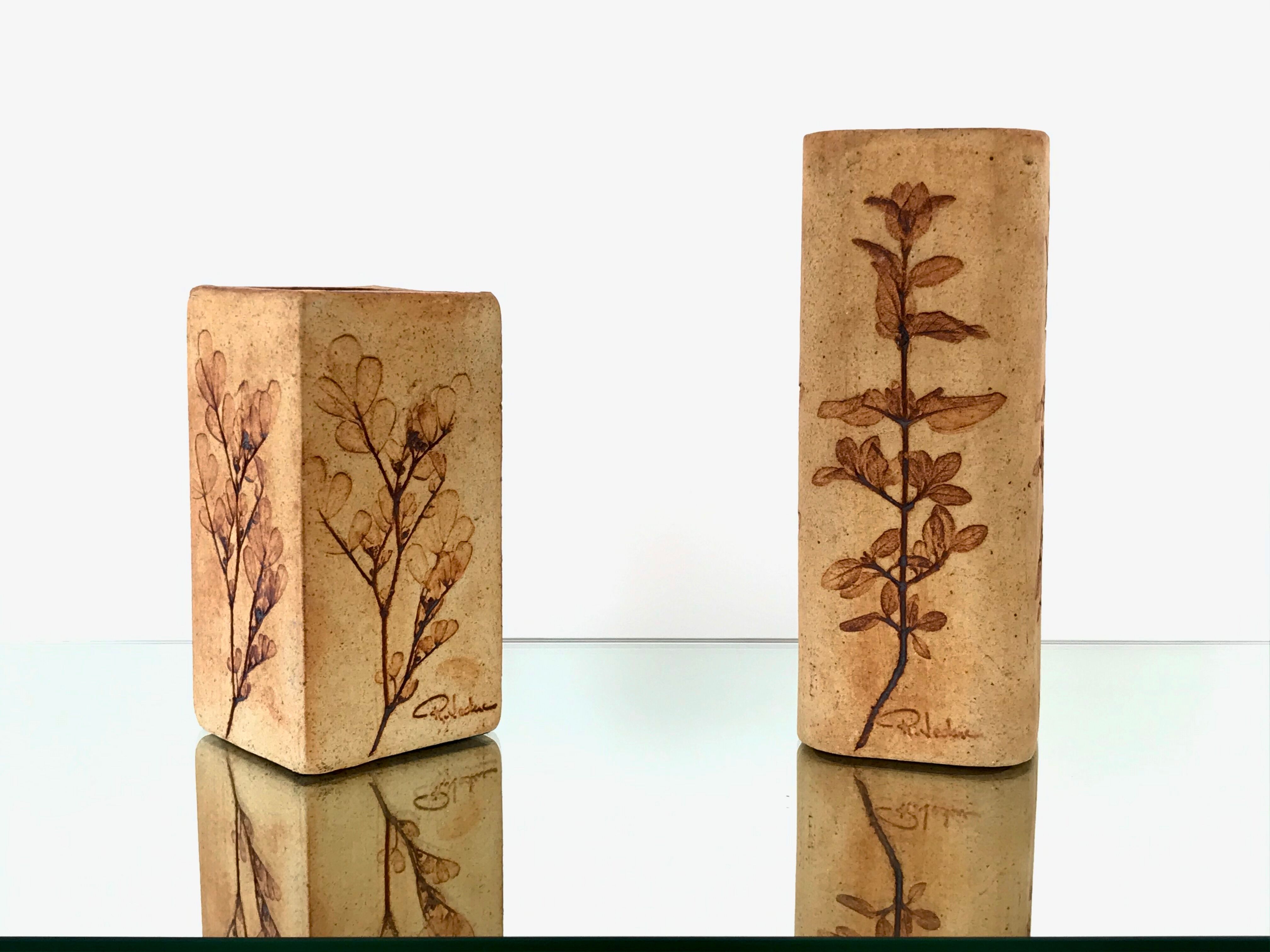 Pair of ceramic vases by Raymonde Leduc, Vallauris 60s