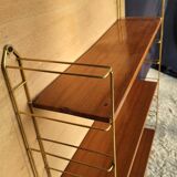 String wall shelf 3 shelves metal wood Tomado style