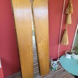 Large vintage teak triptych mirror