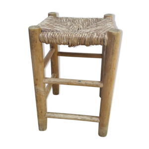 Tabouret bois et paille
