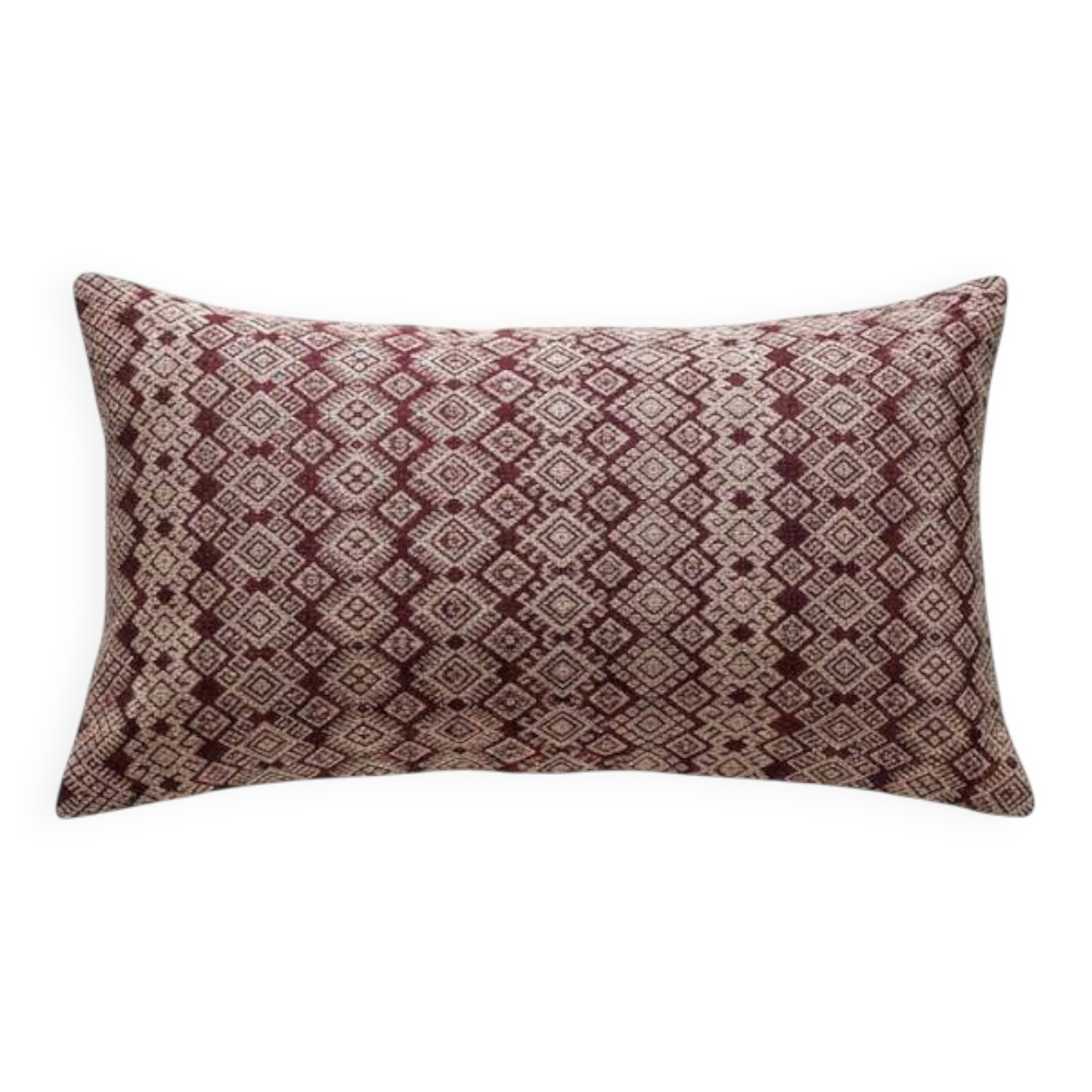 Housse de coussin Kachin bordeaux et beige