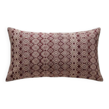 Housse de coussin Kachin bordeaux et beige