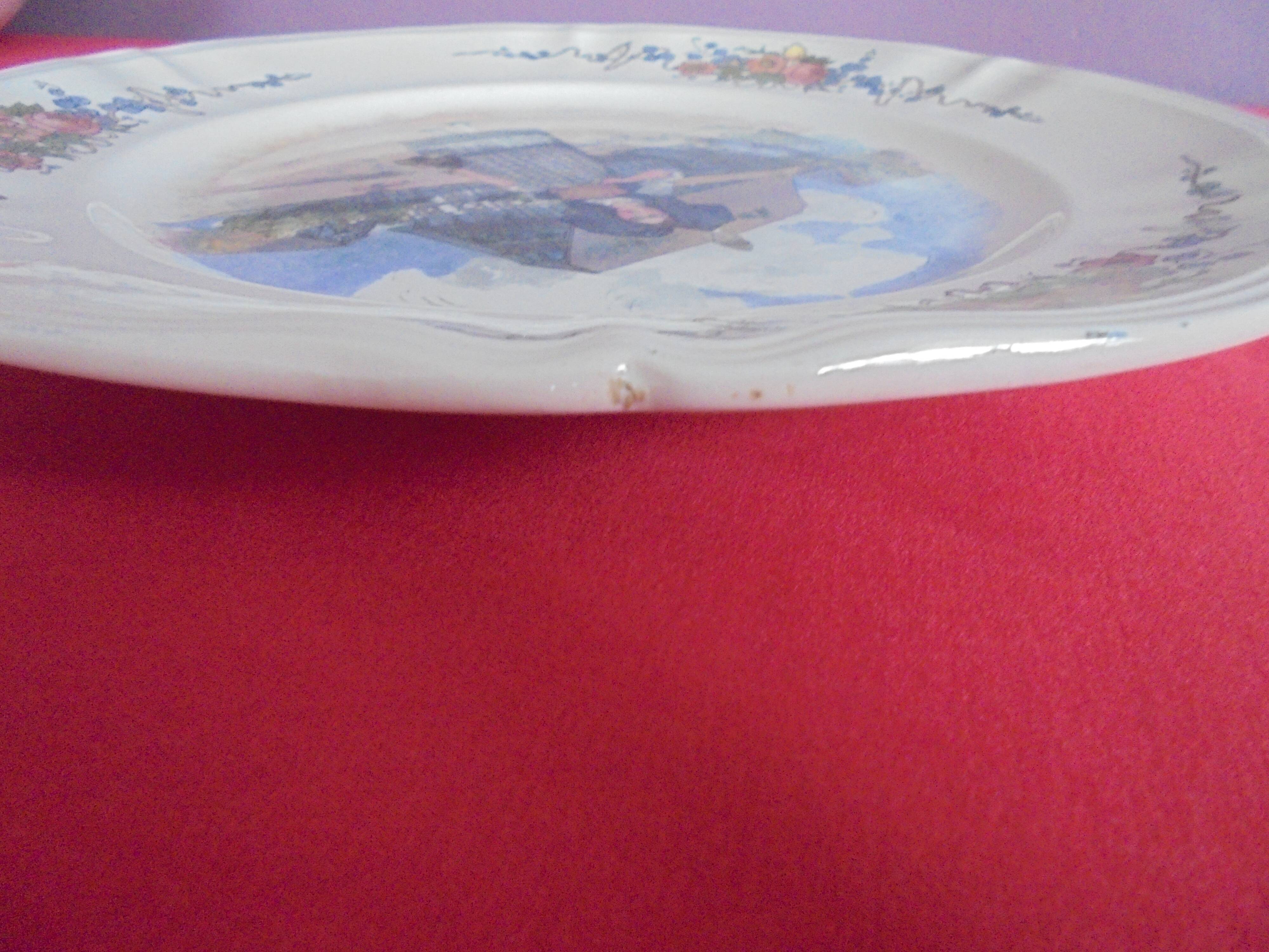 Round serving plate No. 1 Obernai Faïence Sarreguemines diameter 31.5 cm