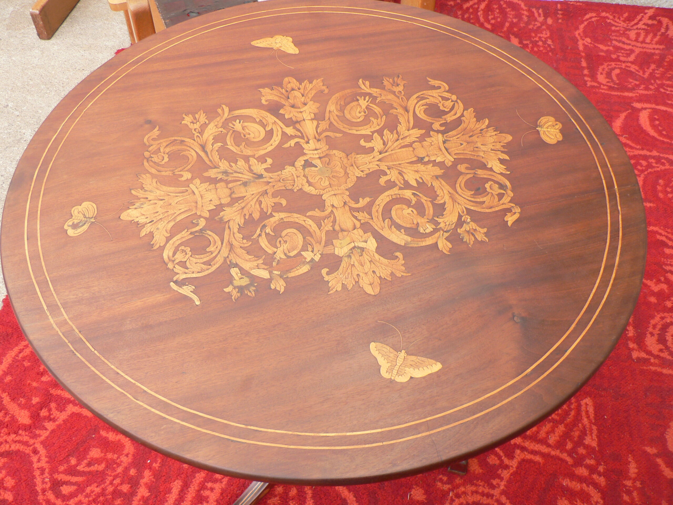 Pedestal table marquetry Charles X
