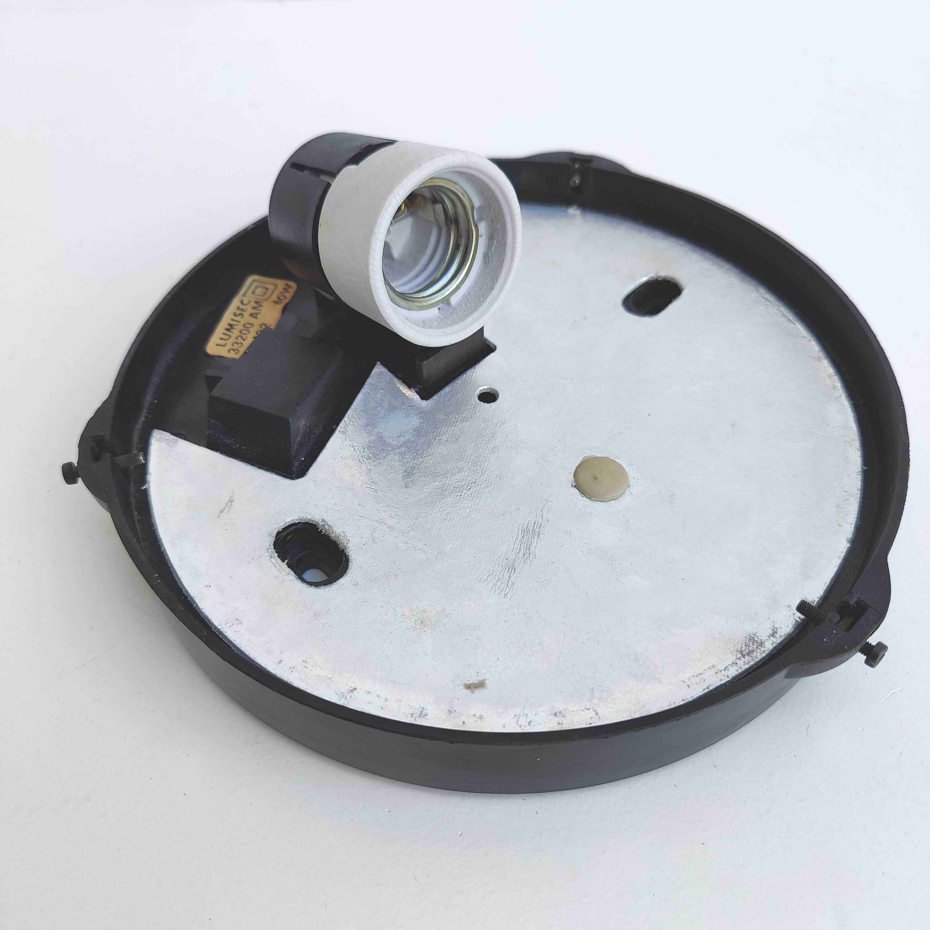 Round opaline and bakelite wall lamp Lumisec D.20cm