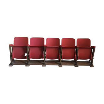 Row of wooden theatre seats