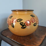 Vase en céramique émaillée jaune moutarde forme boule