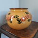 Ceramic vase enamelled yellow mustard ball shape
