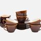 Set of 6 cups and saucers Villeroy & Boch - Bistro model - Brown and white - 1960s