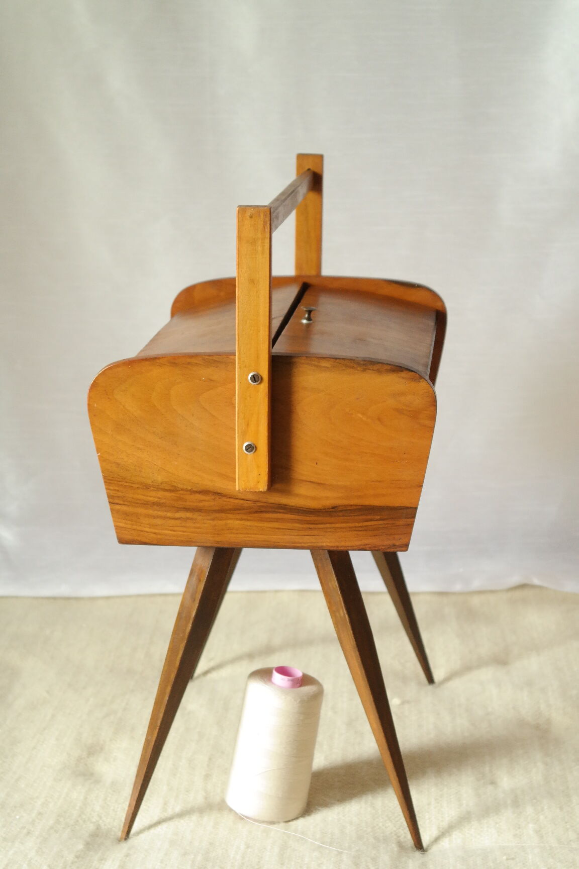 Vintage worker walnut compass feet