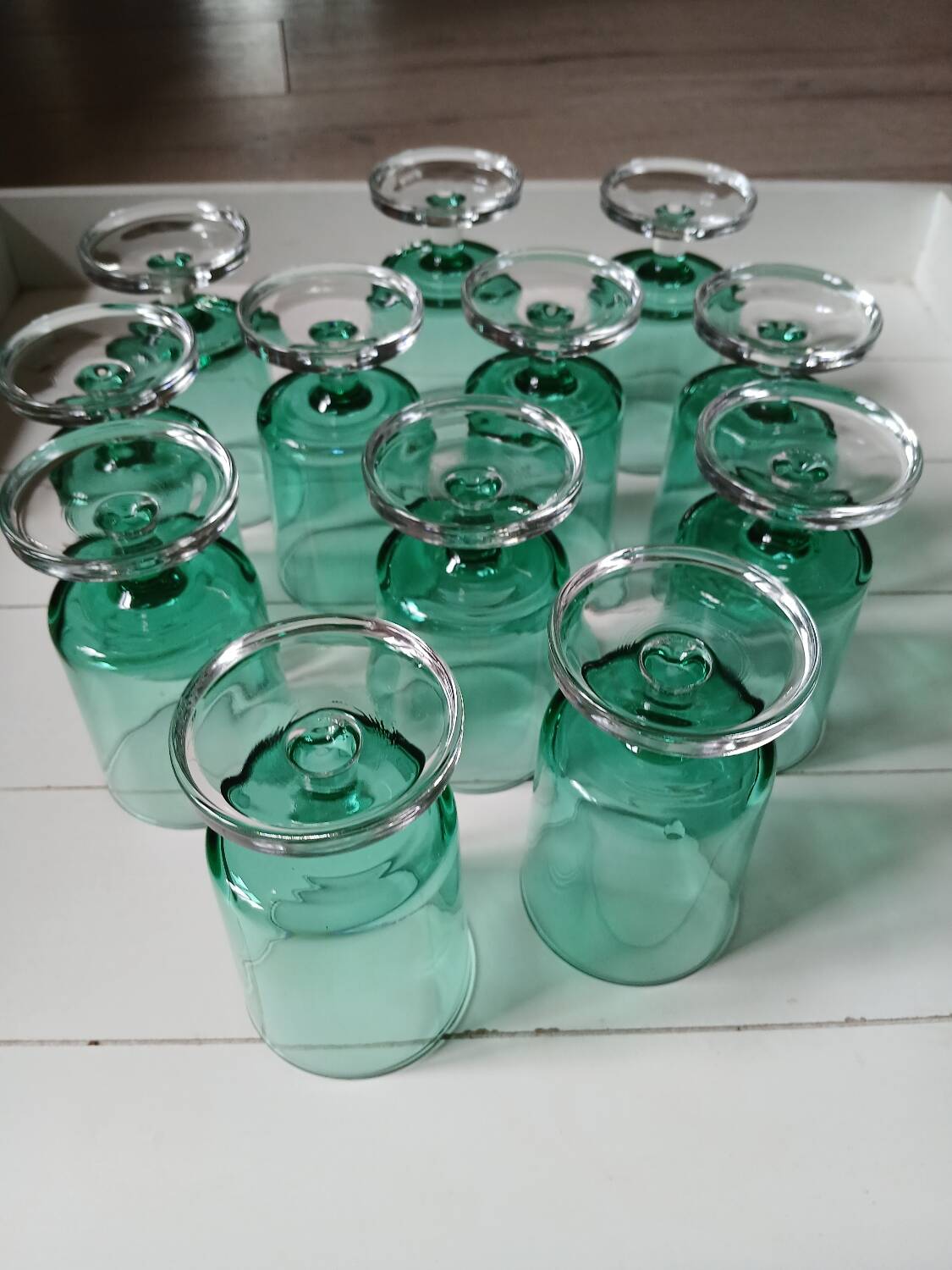 12 vintage stemmed glasses