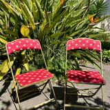 Set of 6 gold metal folding chairs