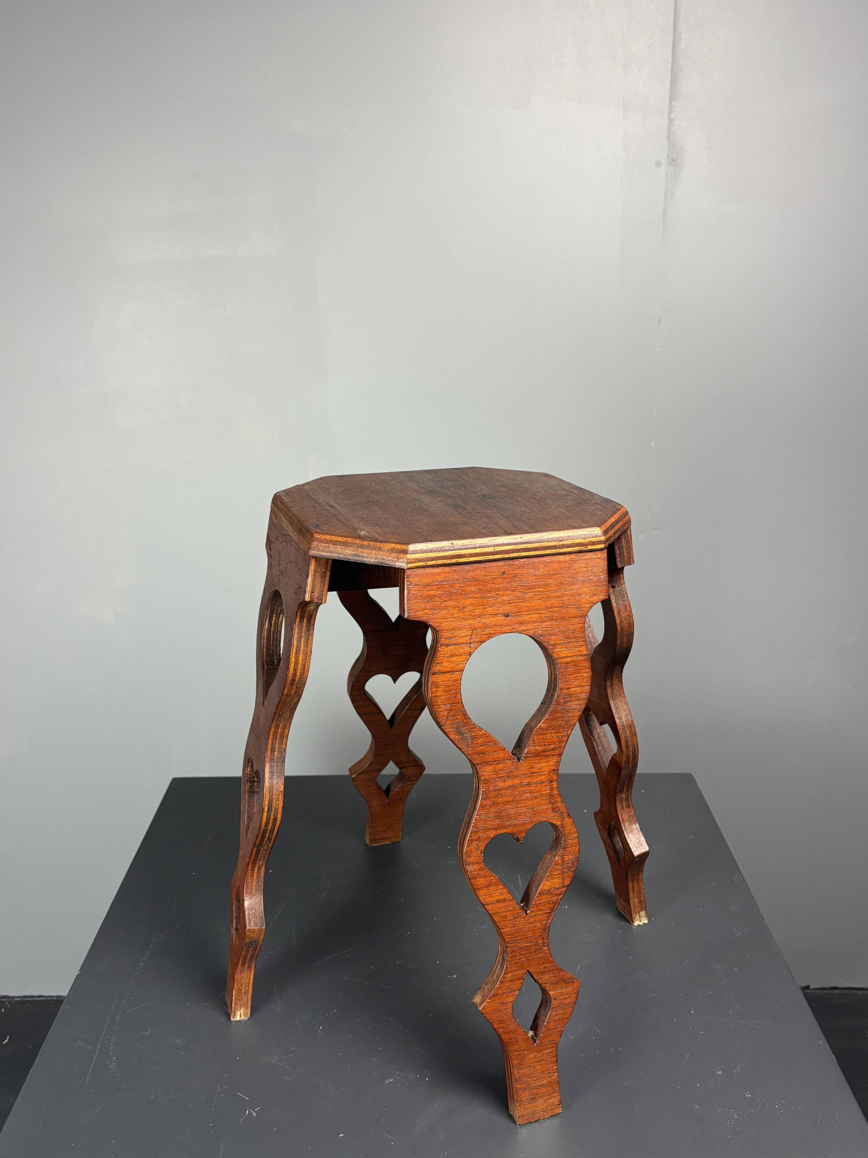 Mid-Century artisanal octagonal hand crafted plant stand stool, circa 1950s
