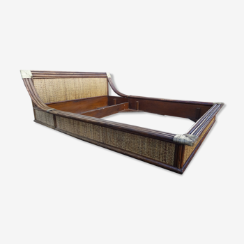 Double bed bamboo and rattan 80s