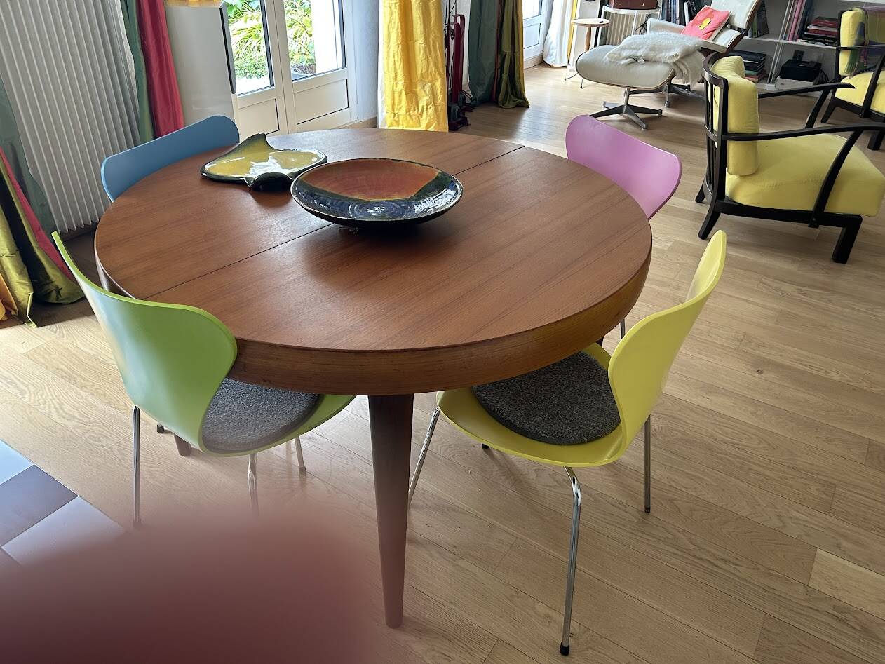 Table années 60 extensible en teck