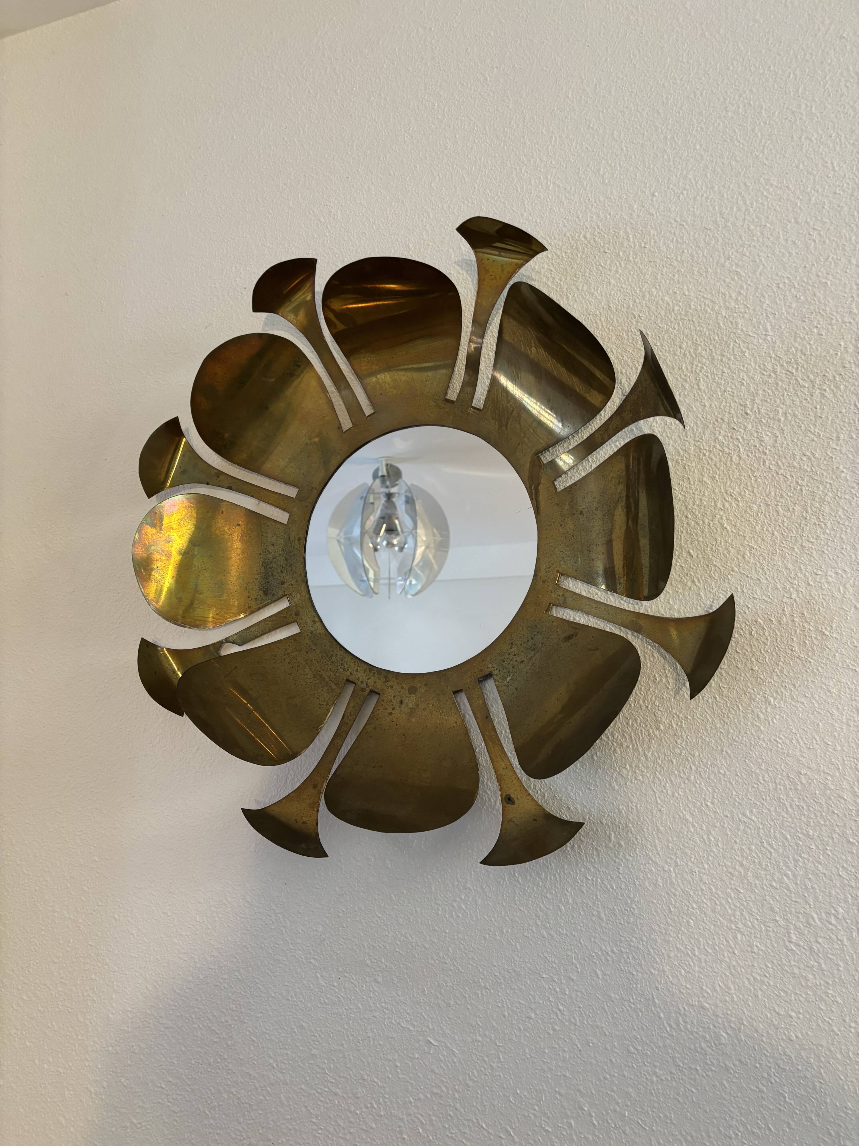 Miroir en laiton doré, 1970