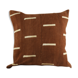 Coussin en bogolan terracota
